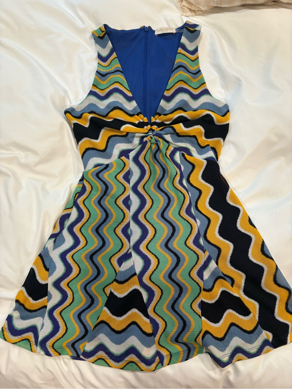Ramy Brook Multicolor Wavy V-Neck dress size 4